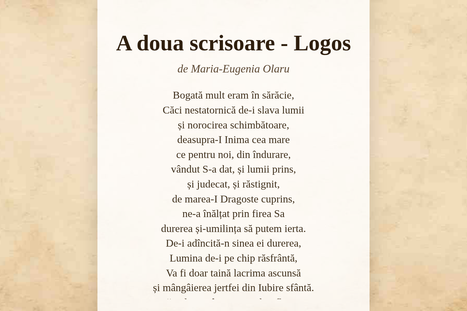 A doua scrisoare - Logos