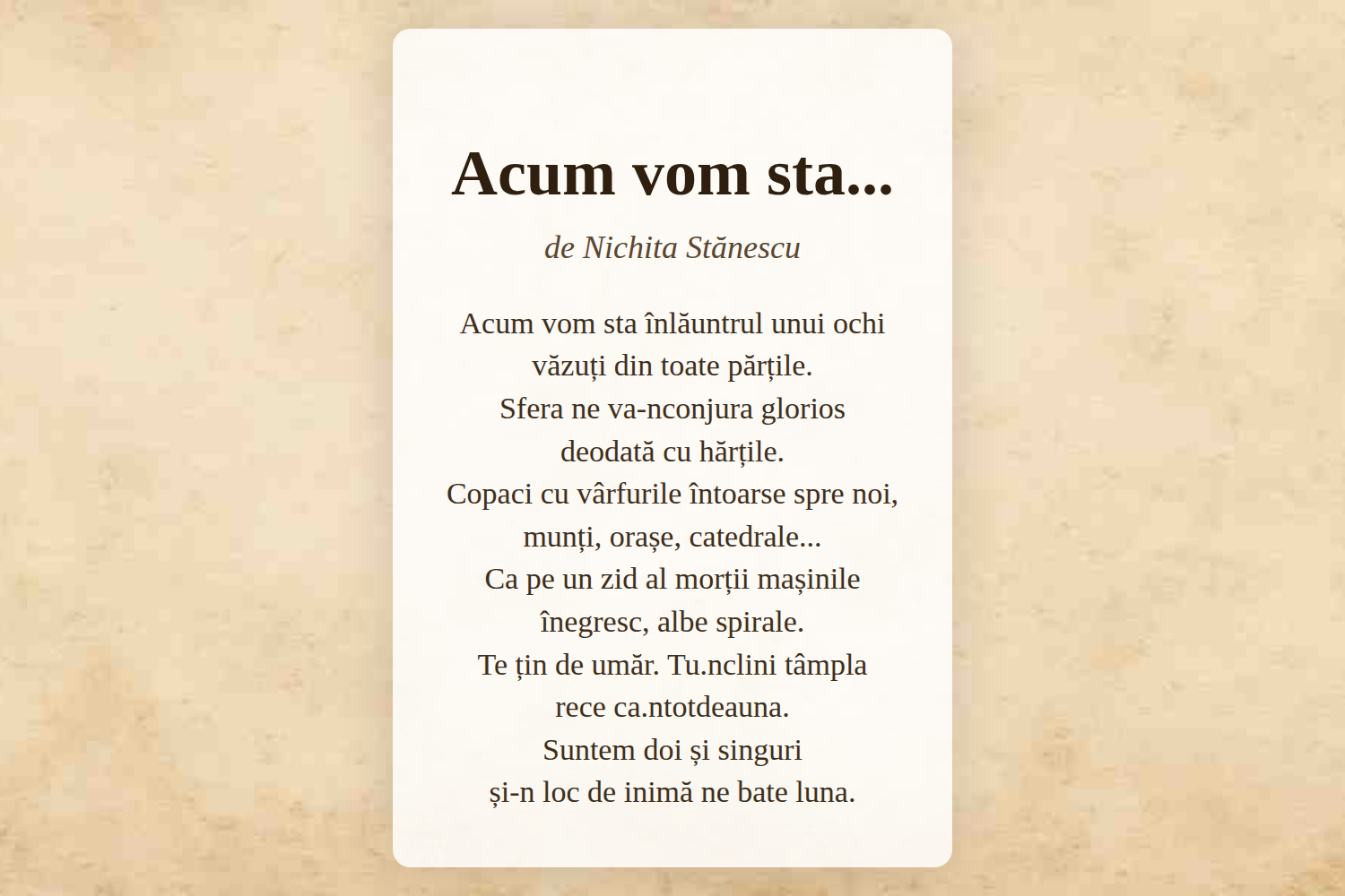 Acum vom sta...