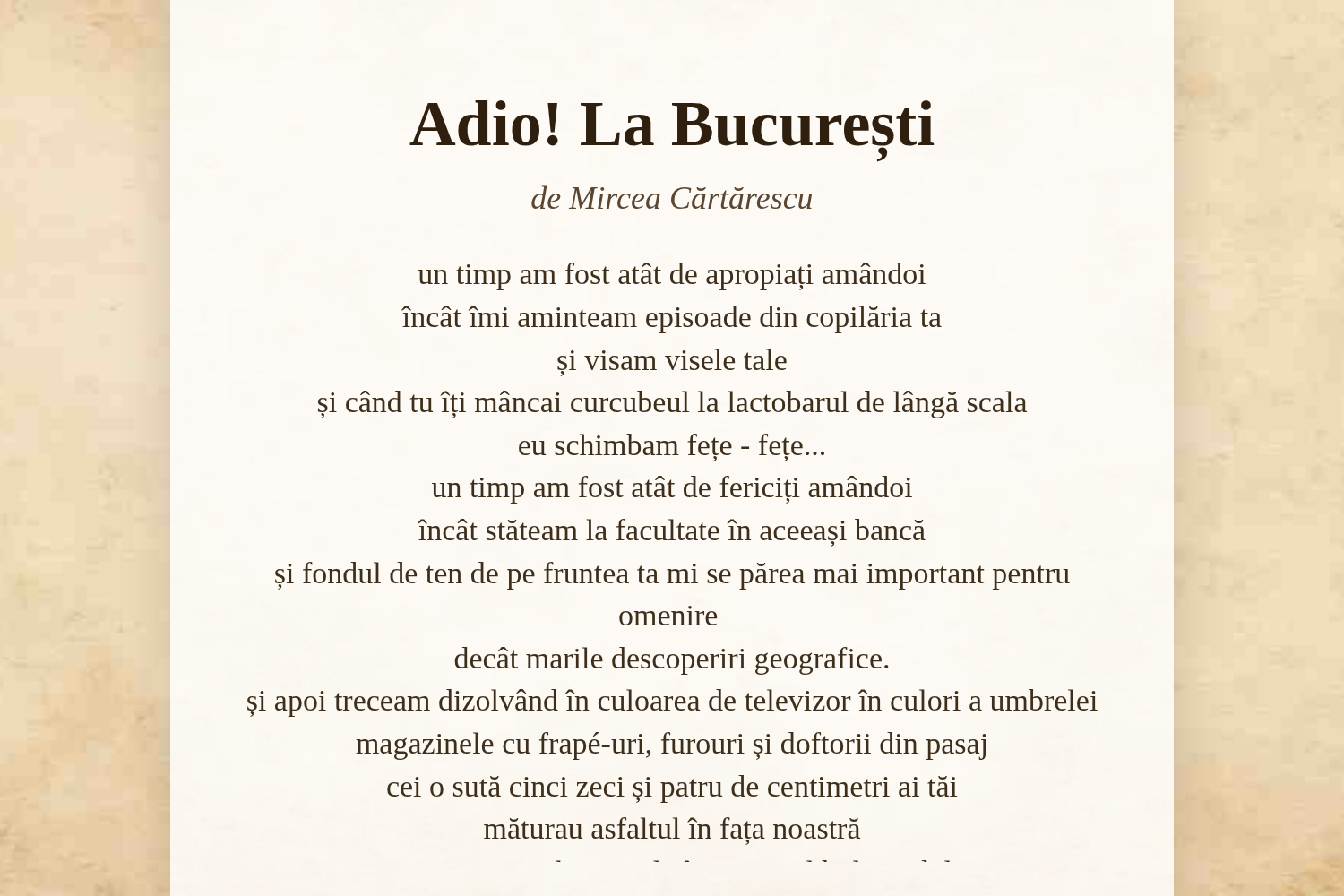 Adio! La București