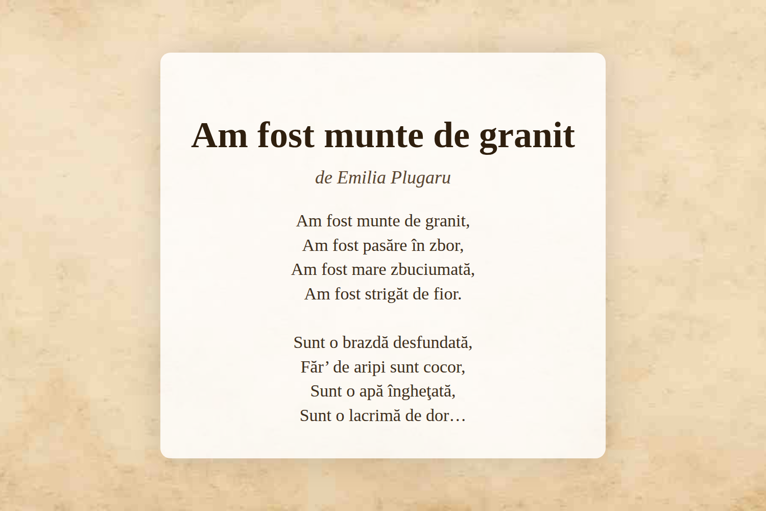 Am fost munte de granit