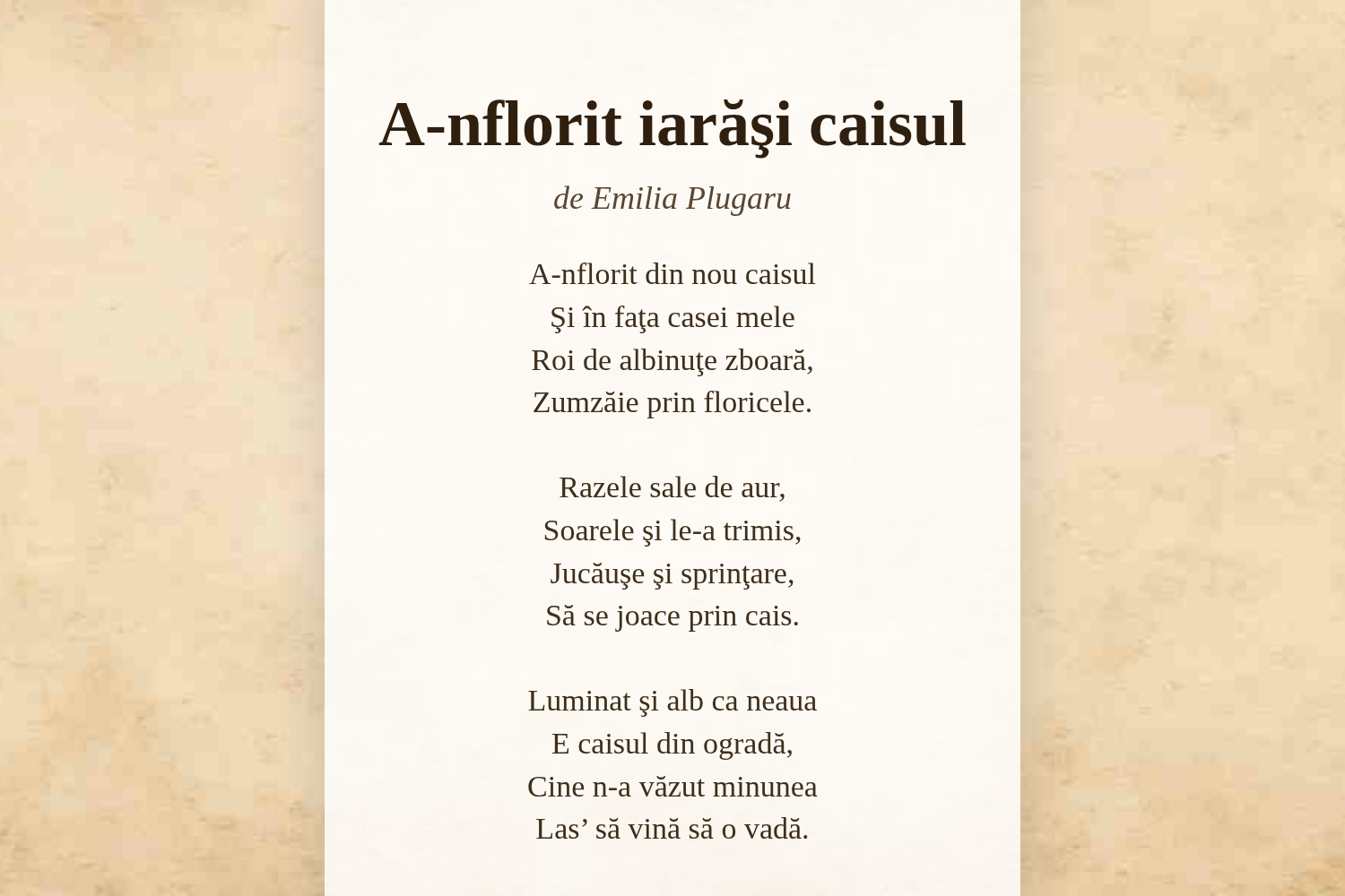 A-nflorit iarăşi caisul