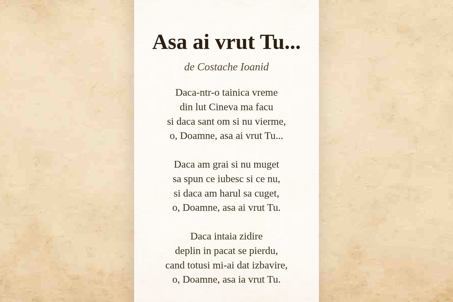 Asa ai vrut Tu...