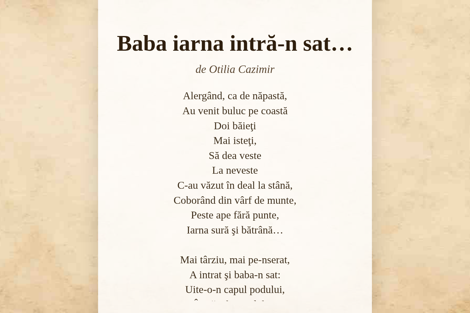 Baba iarna intră-n sat…