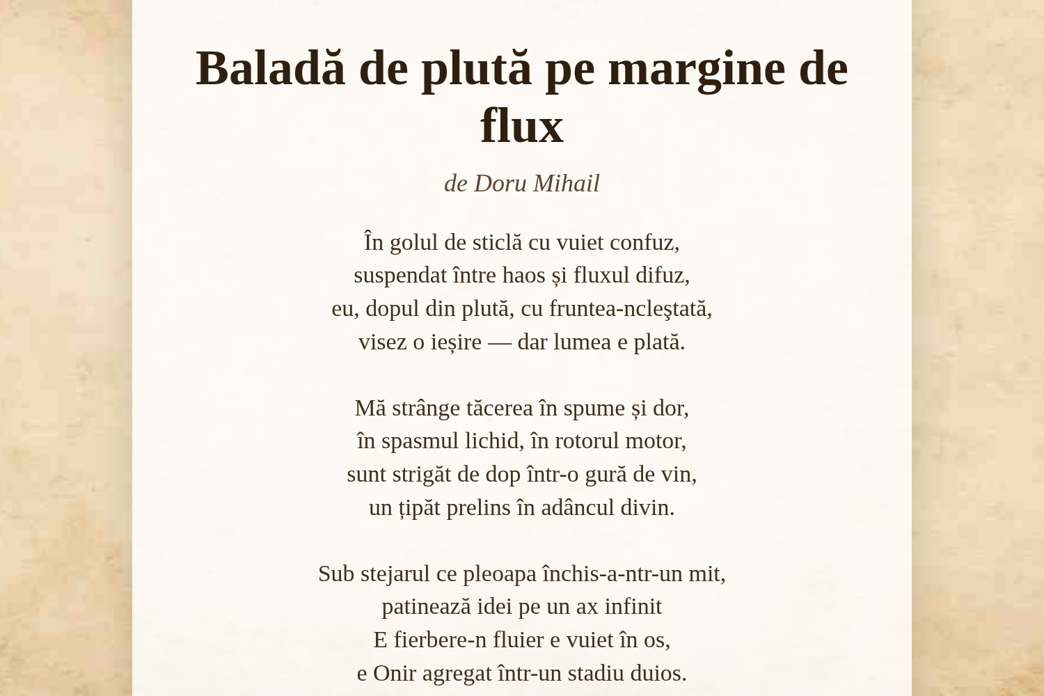 Baladă de plută pe margine de flux