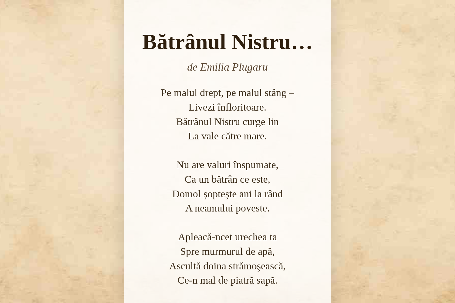 Bătrânul Nistru…