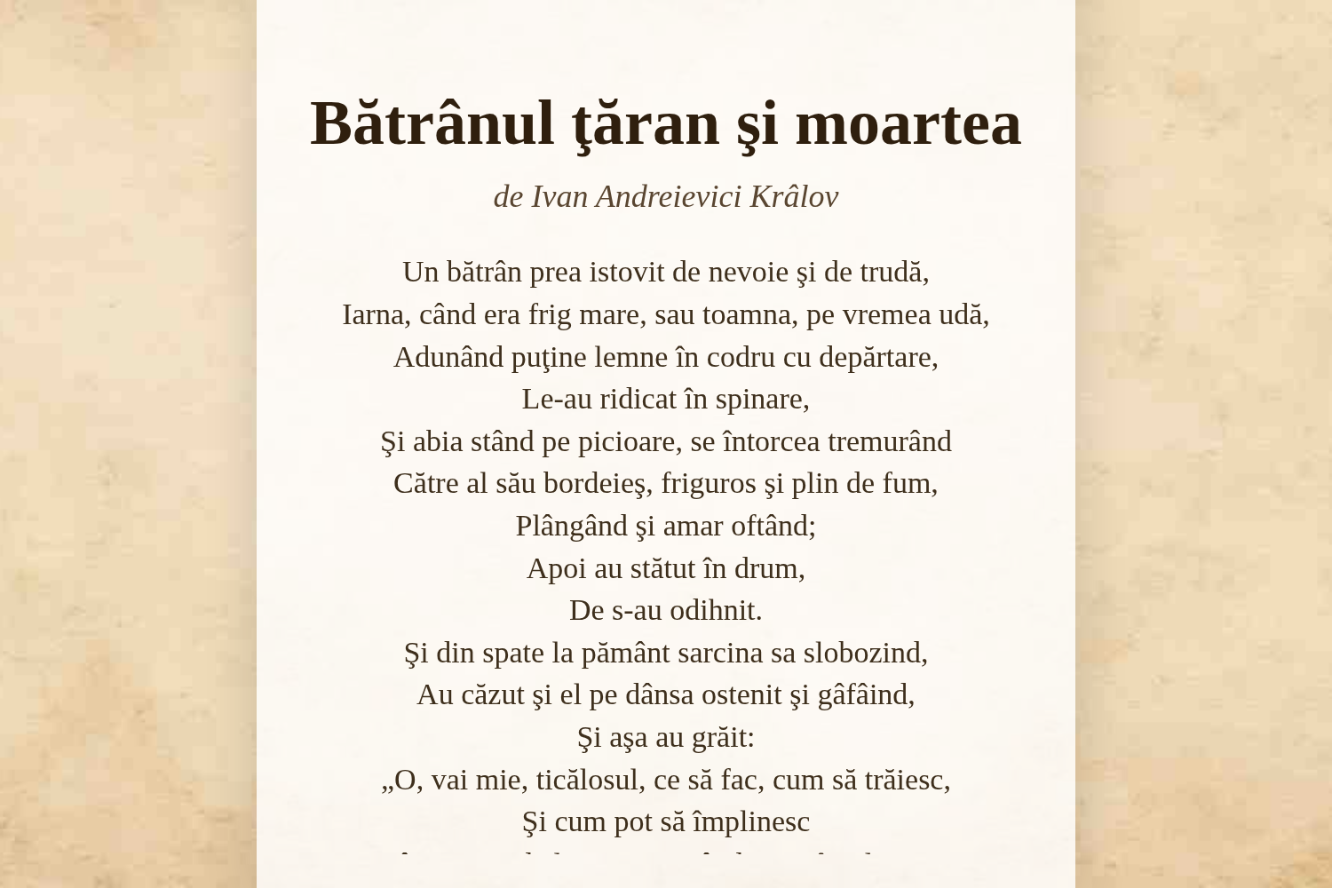 Bătrânul ţăran şi moartea