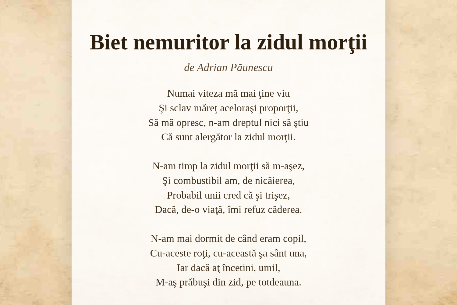 Biet nemuritor la zidul morţii