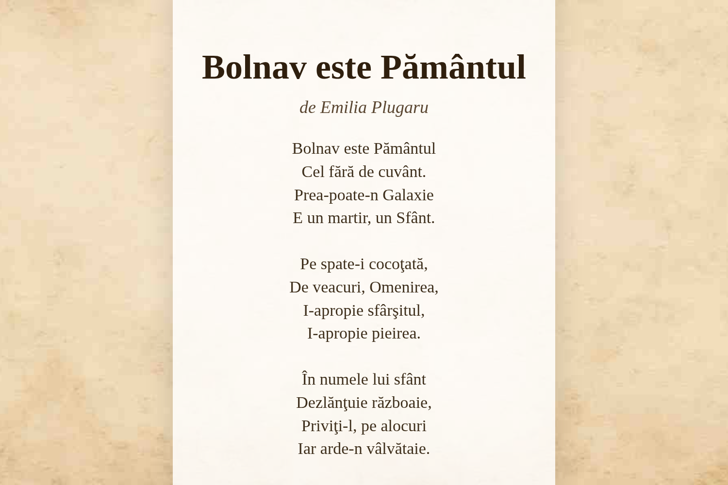 Bolnav este Pământul