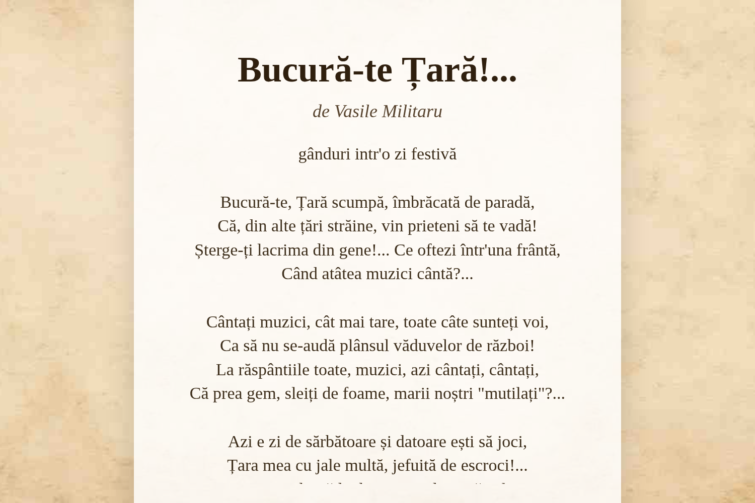 Bucură-te Țară!...