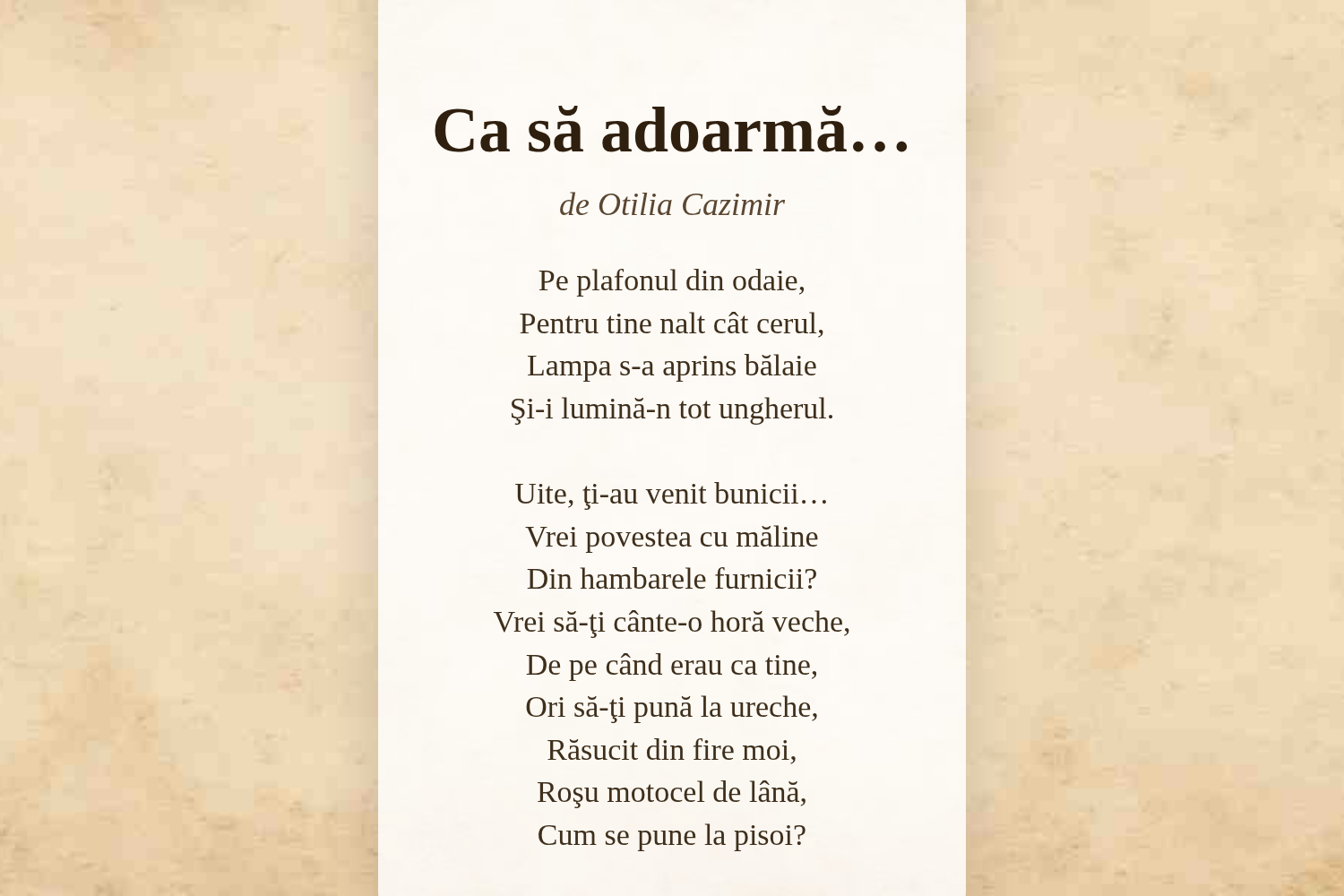 Ca să adoarmă…