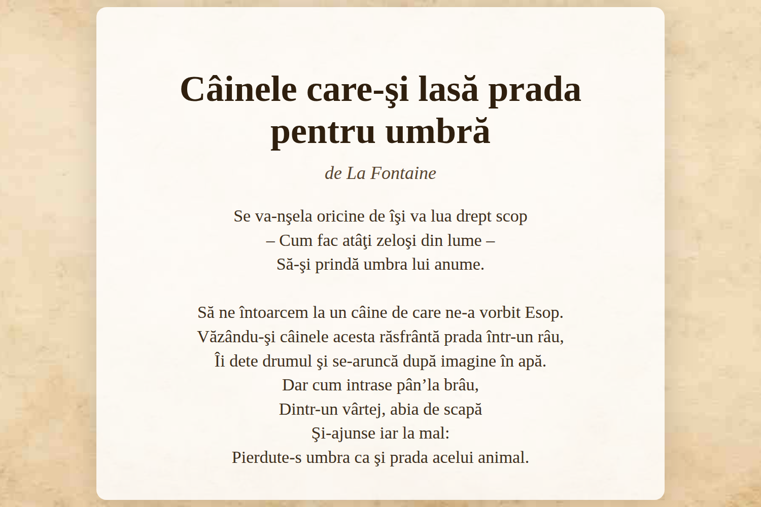 Câinele care-şi lasă prada pentru umbră
