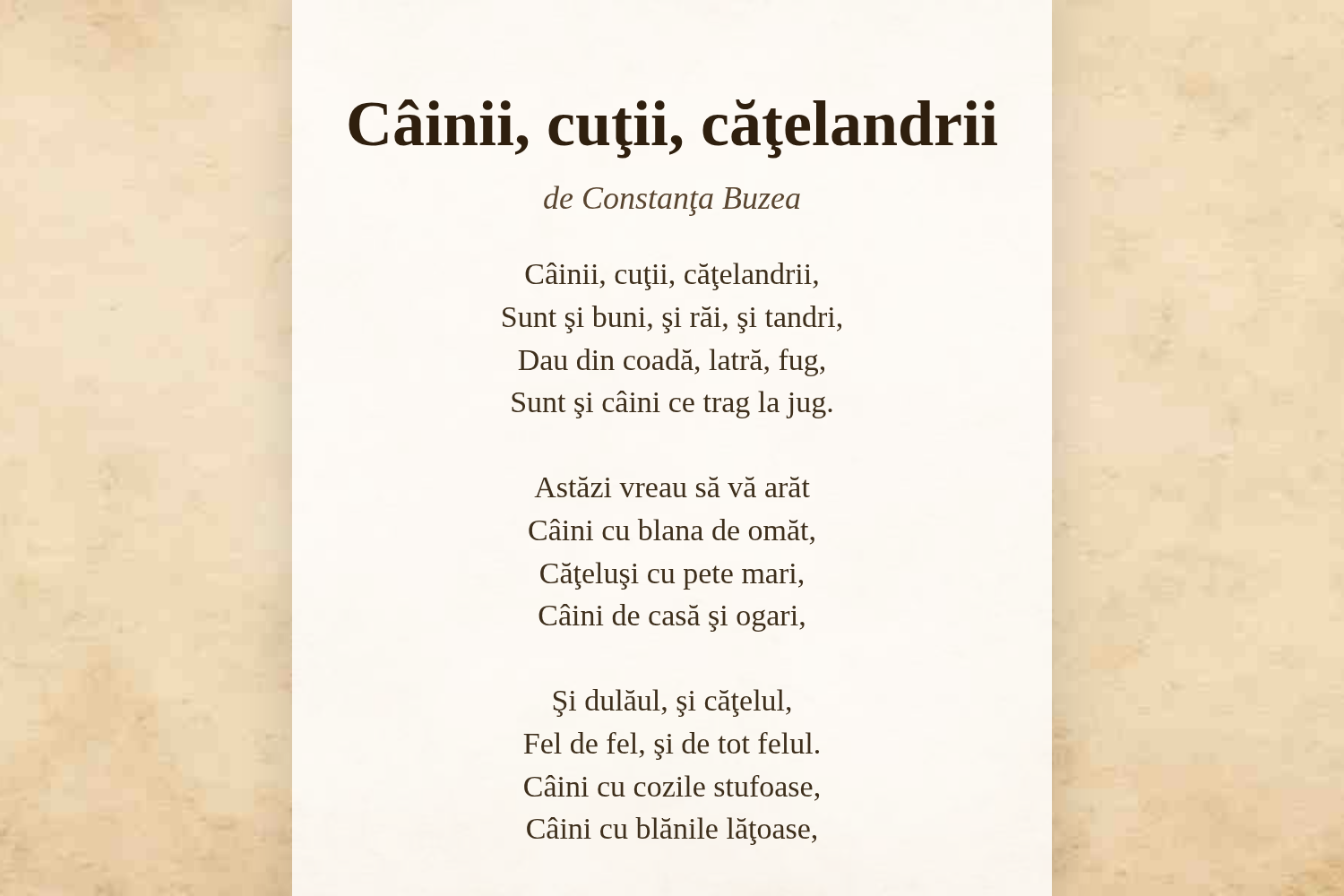 Câinii, cuţii, căţelandrii