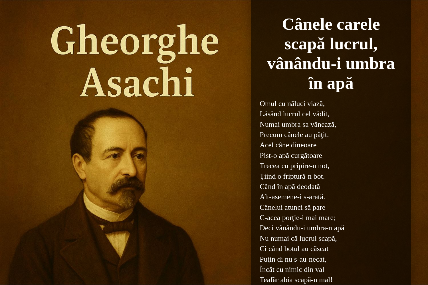 Cânele carele scapă lucrul, vânându-i umbra în apă