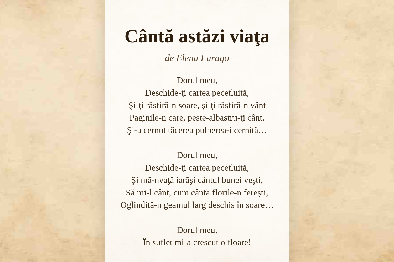 Cântă astăzi viaţa