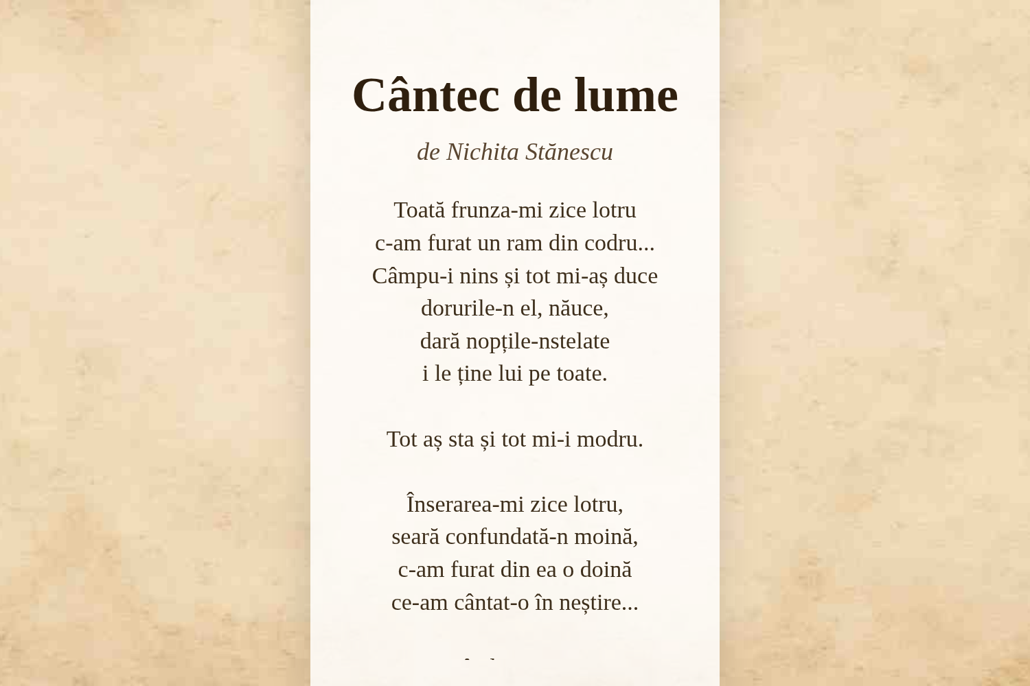 Cântec de lume