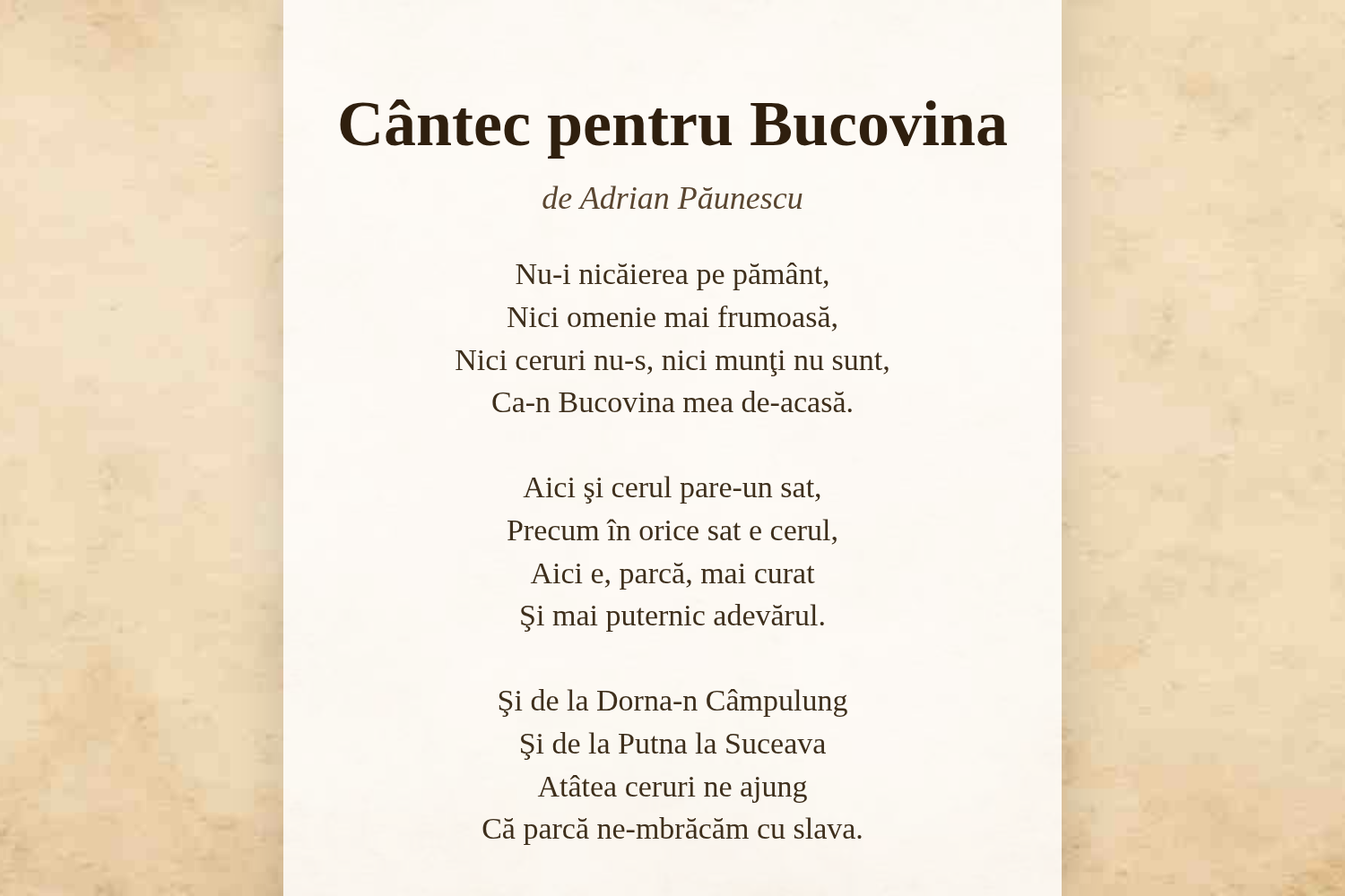 Cântec pentru Bucovina