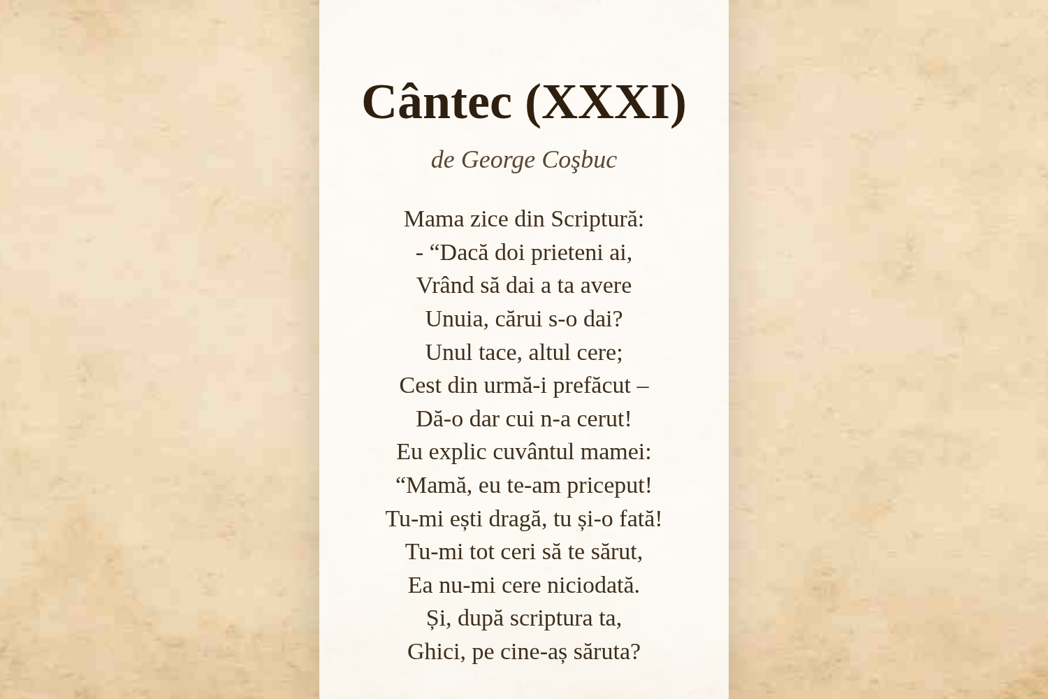 Cântec (XXXI)