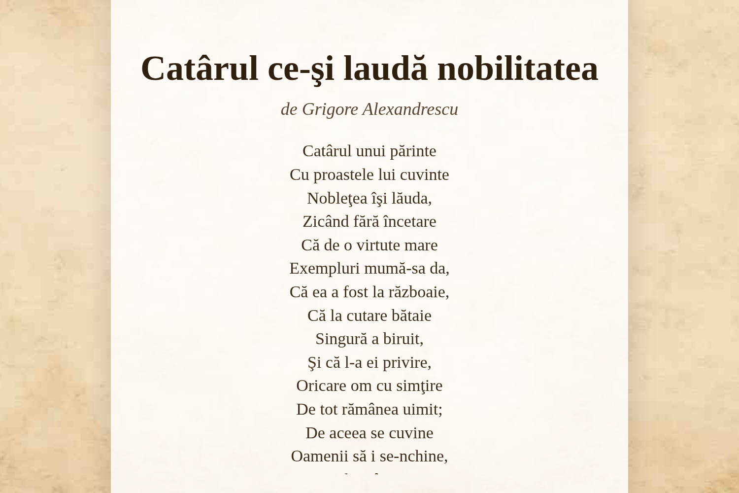 Catârul ce-şi laudă nobilitatea