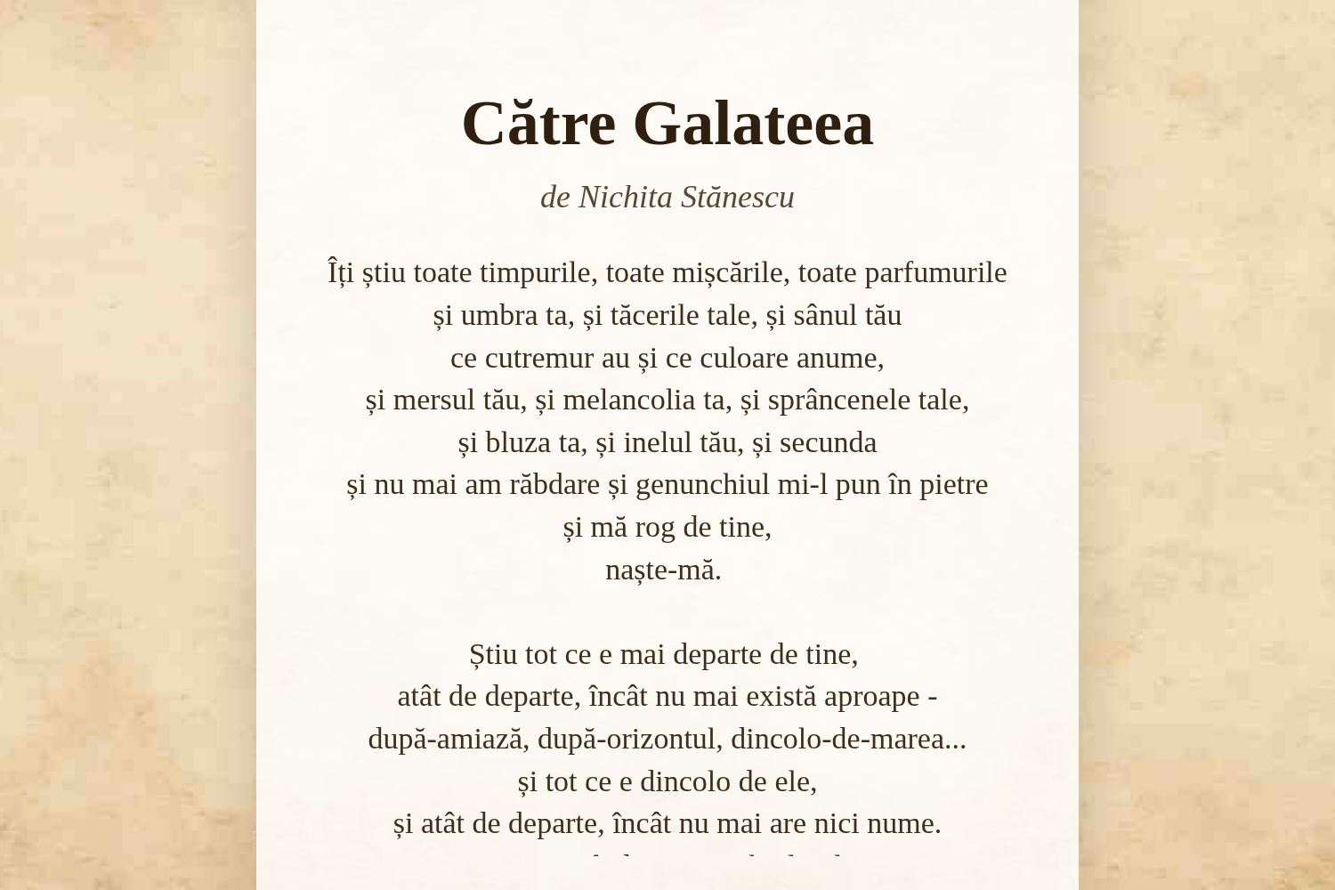 Către Galateea