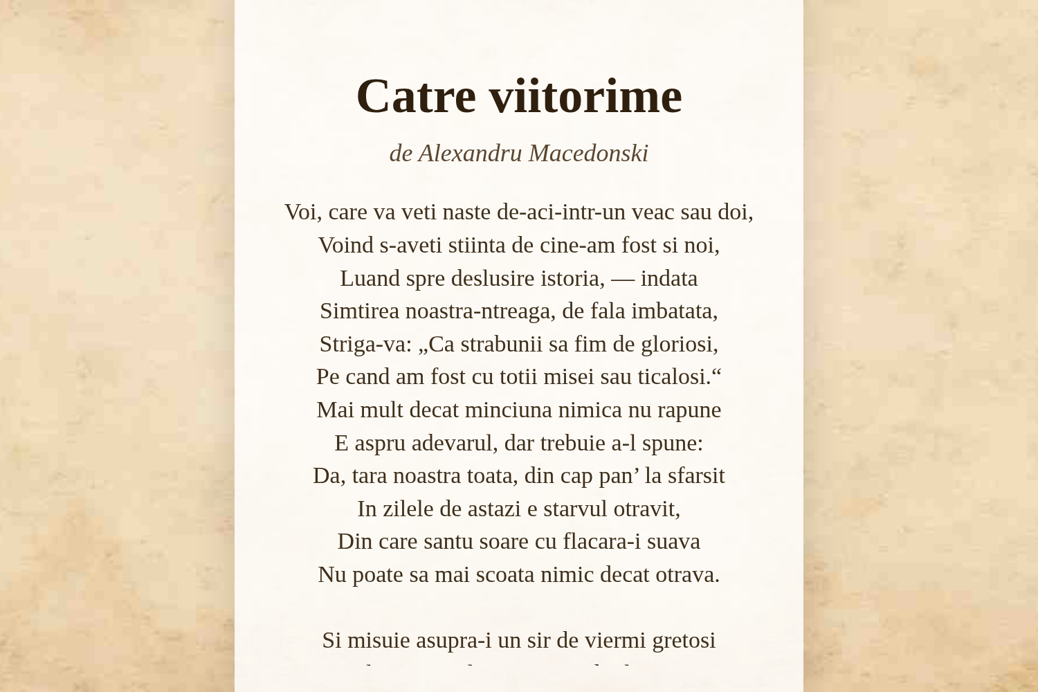 Catre viitorime