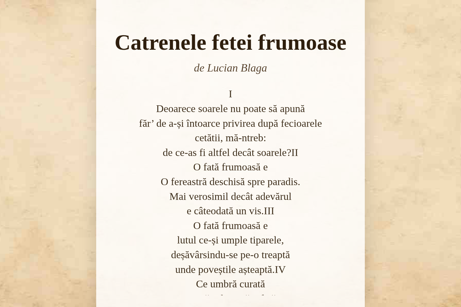 Catrenele fetei frumoase