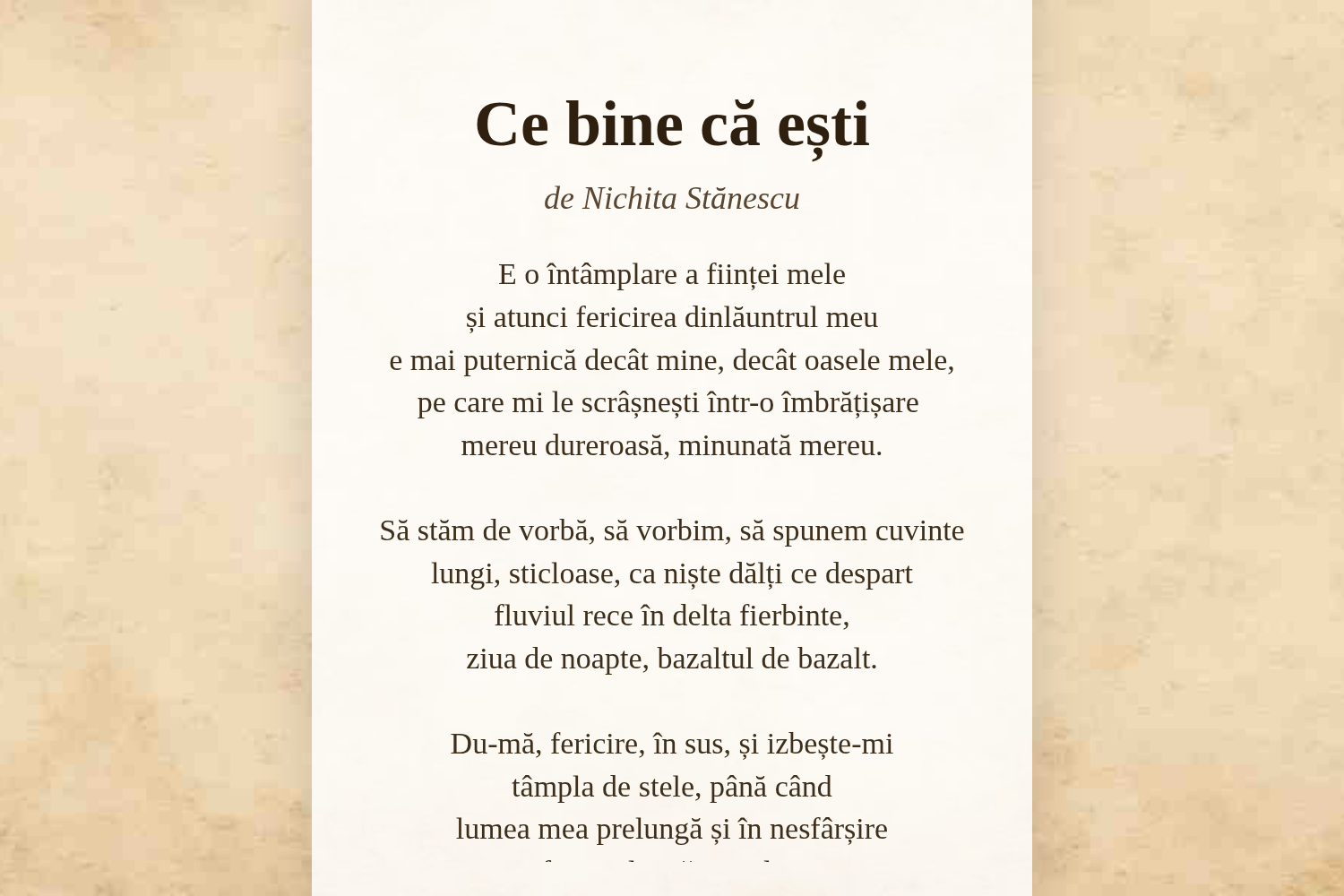 Ce bine că ești