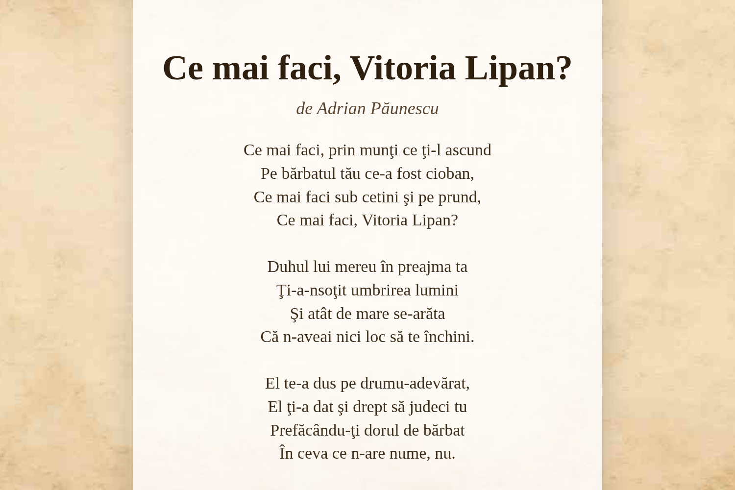 Ce mai faci, Vitoria Lipan?