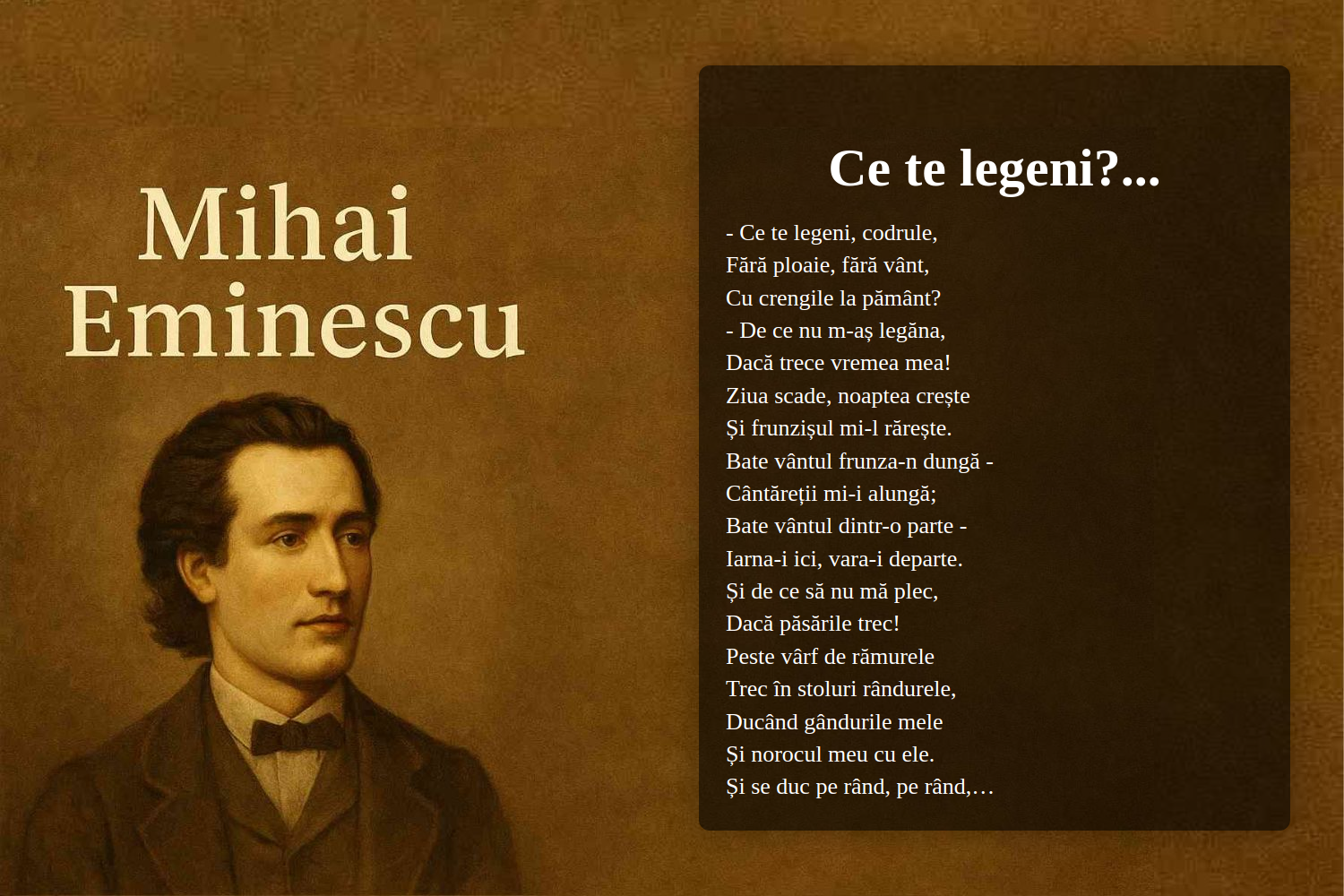 Ce te legeni?...