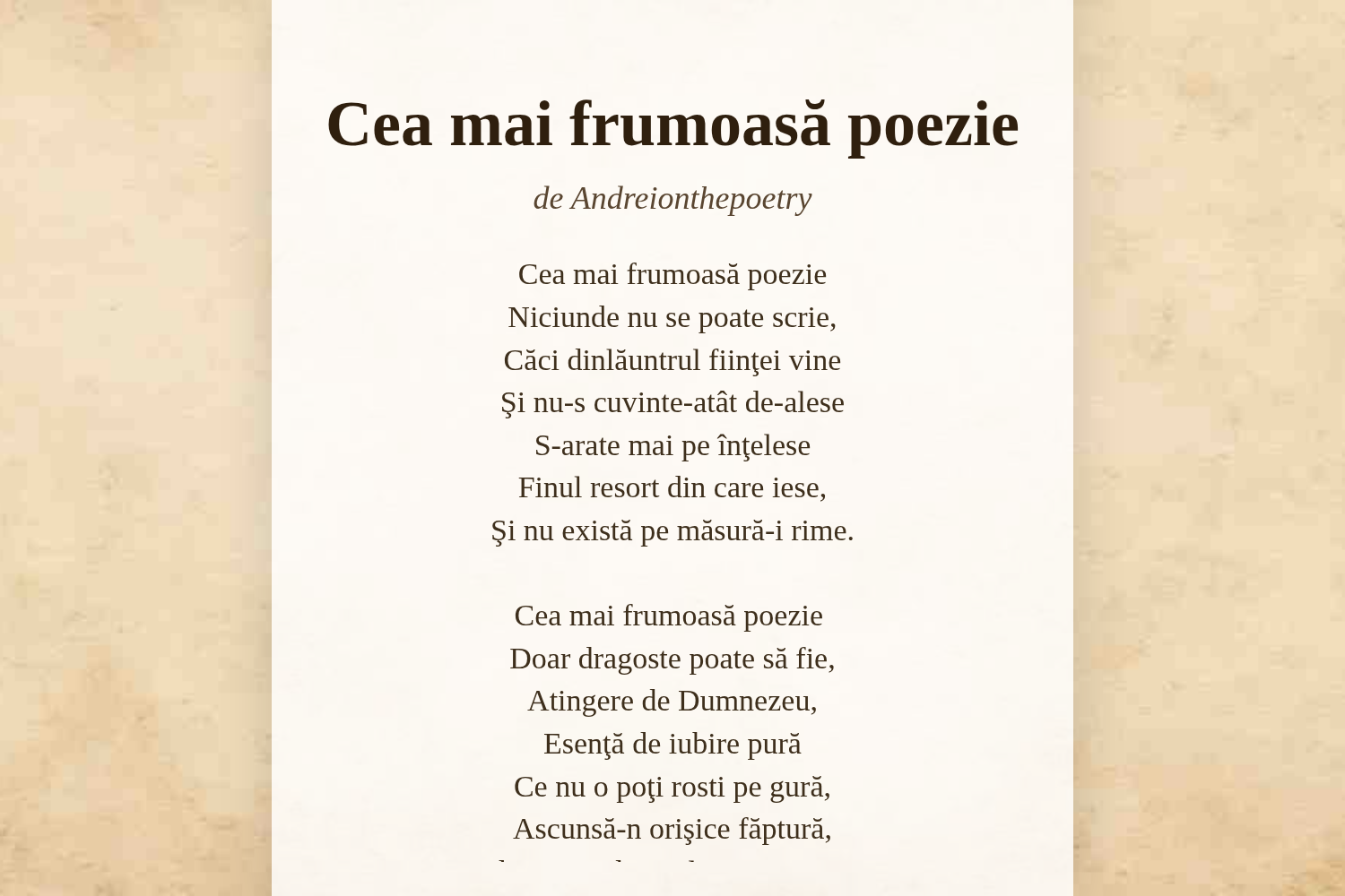 Cea mai frumoasă poezie