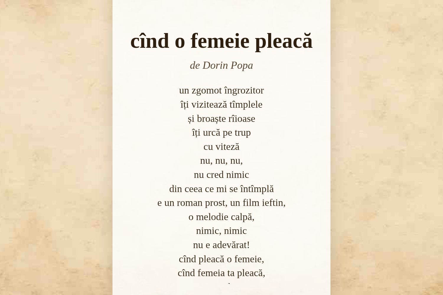 cînd o femeie pleacă