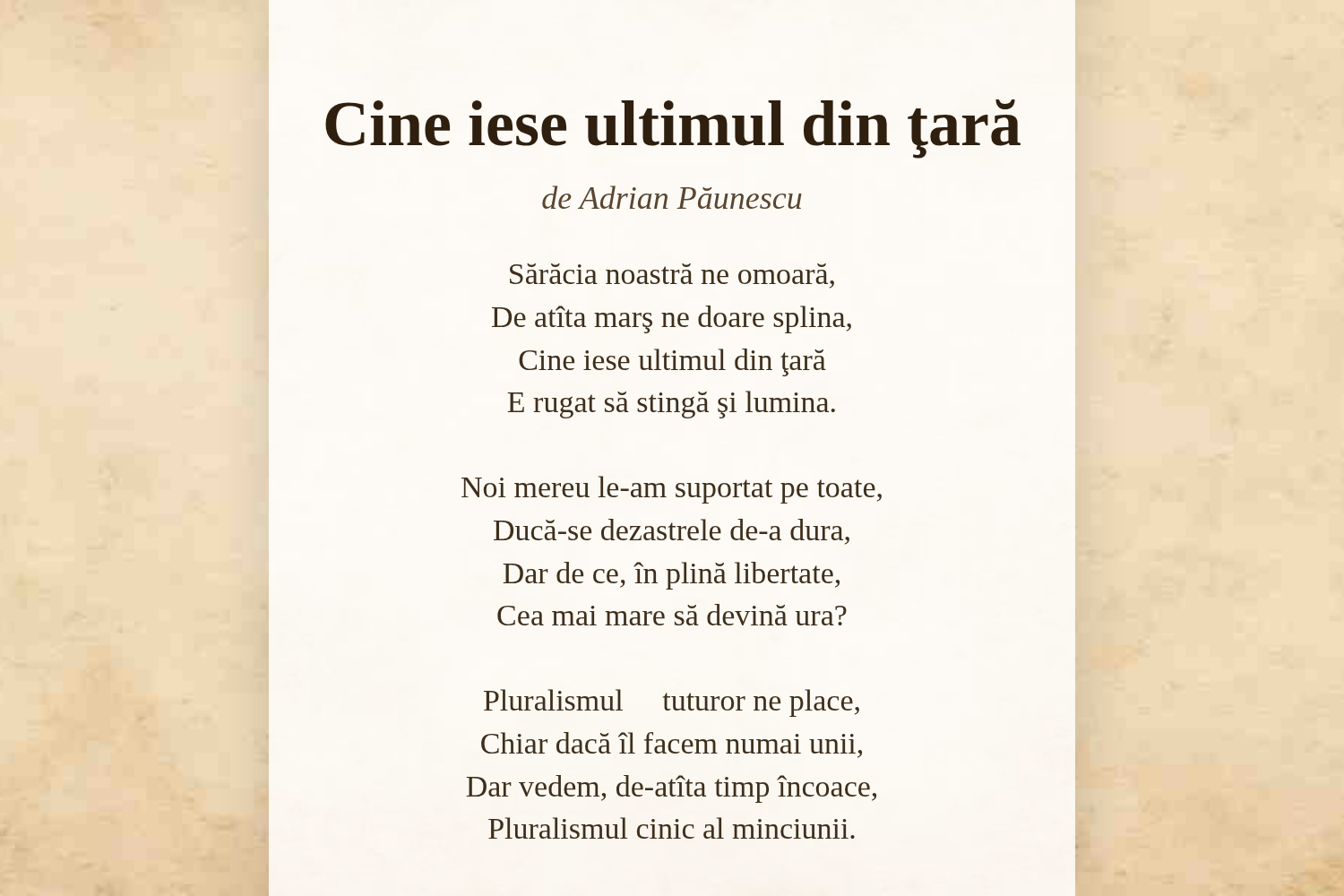 Cine iese ultimul din ţară