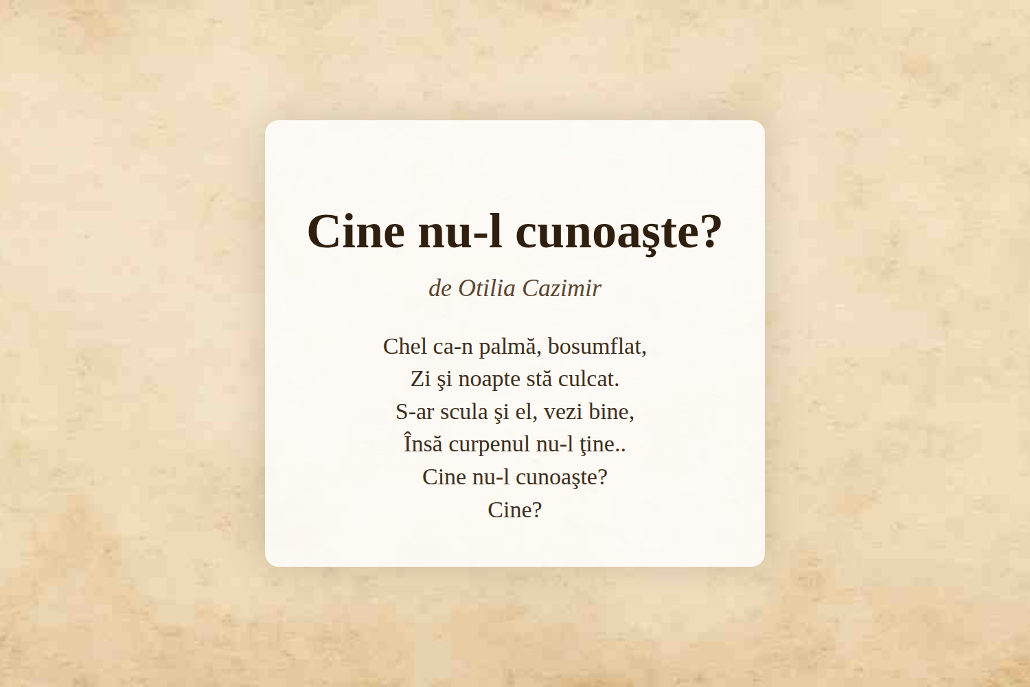 Cine nu-l cunoaşte?