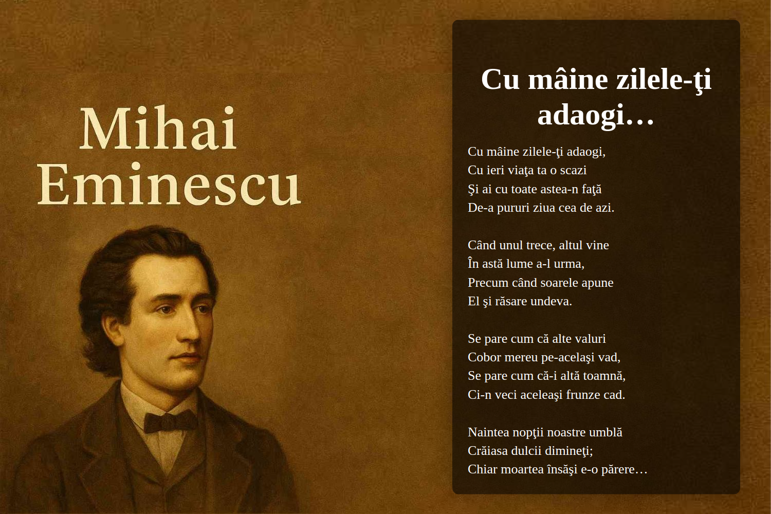 Cu mâine zilele-ţi adaogi…