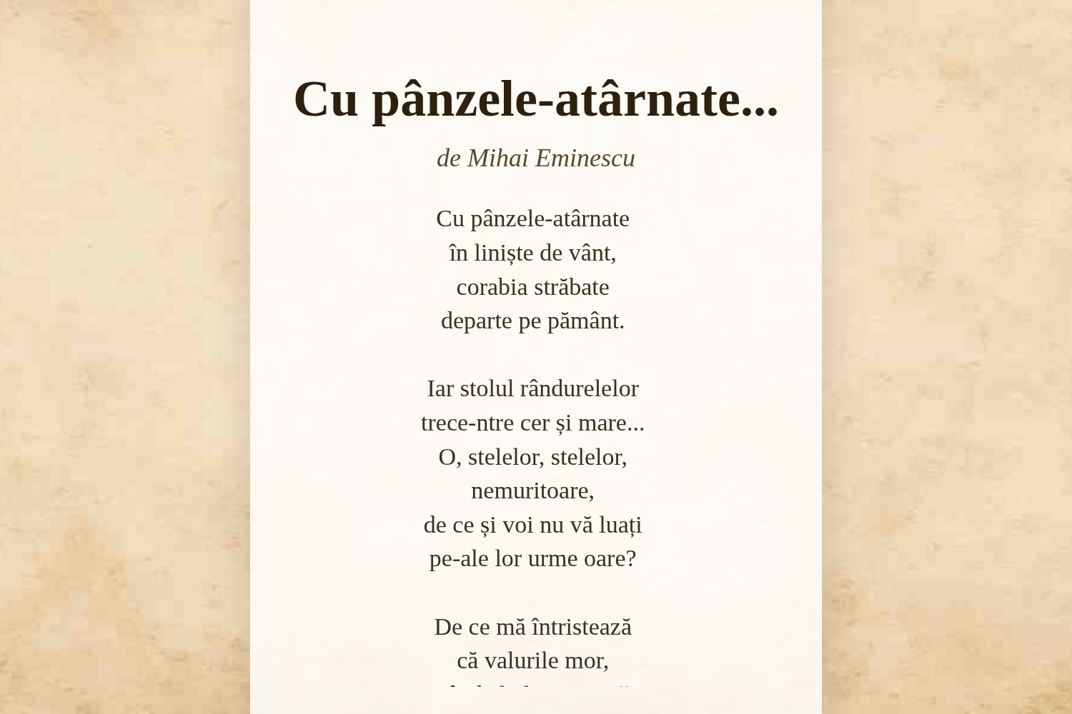 Cu pânzele-atârnate...