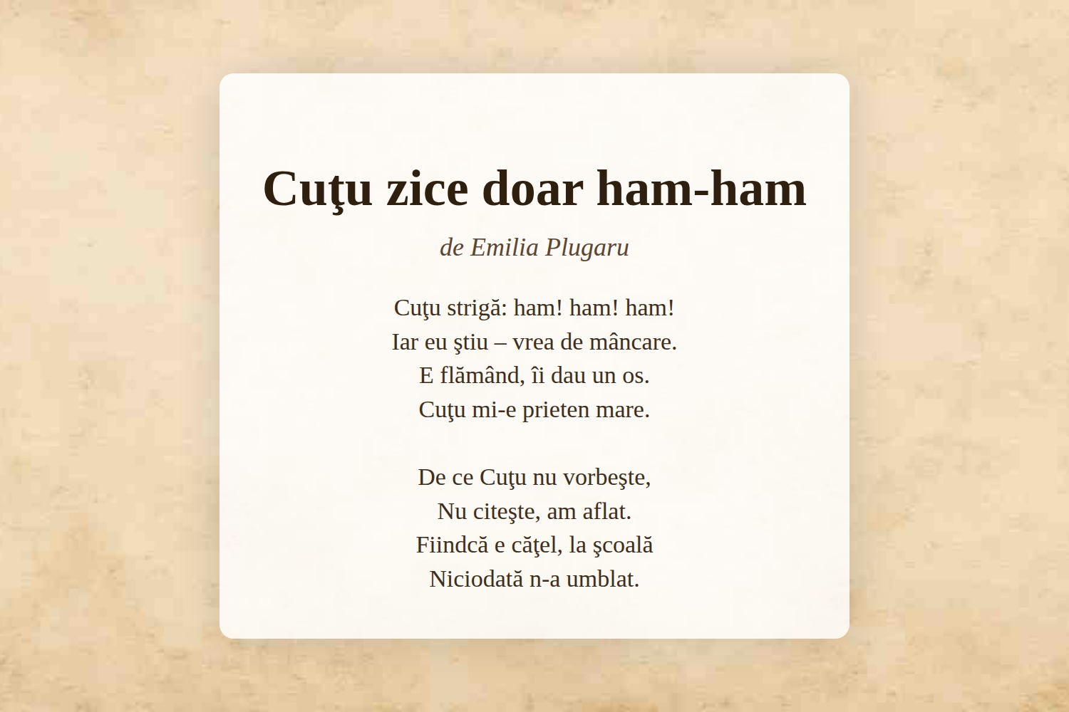 Cuţu zice doar ham-ham