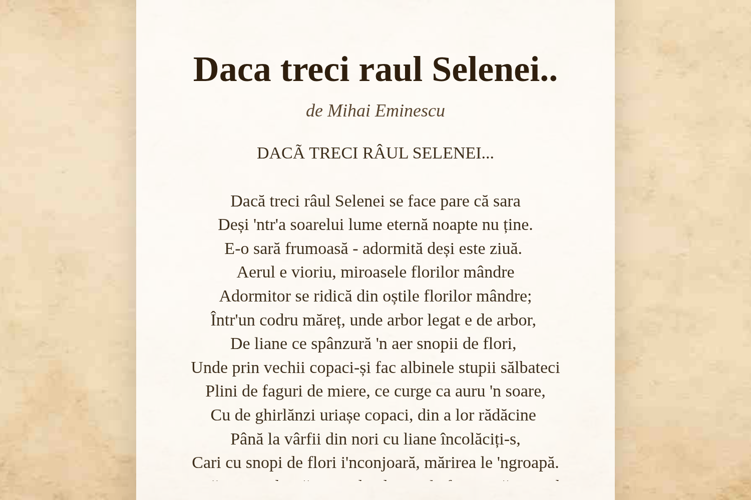 Daca treci raul Selenei..