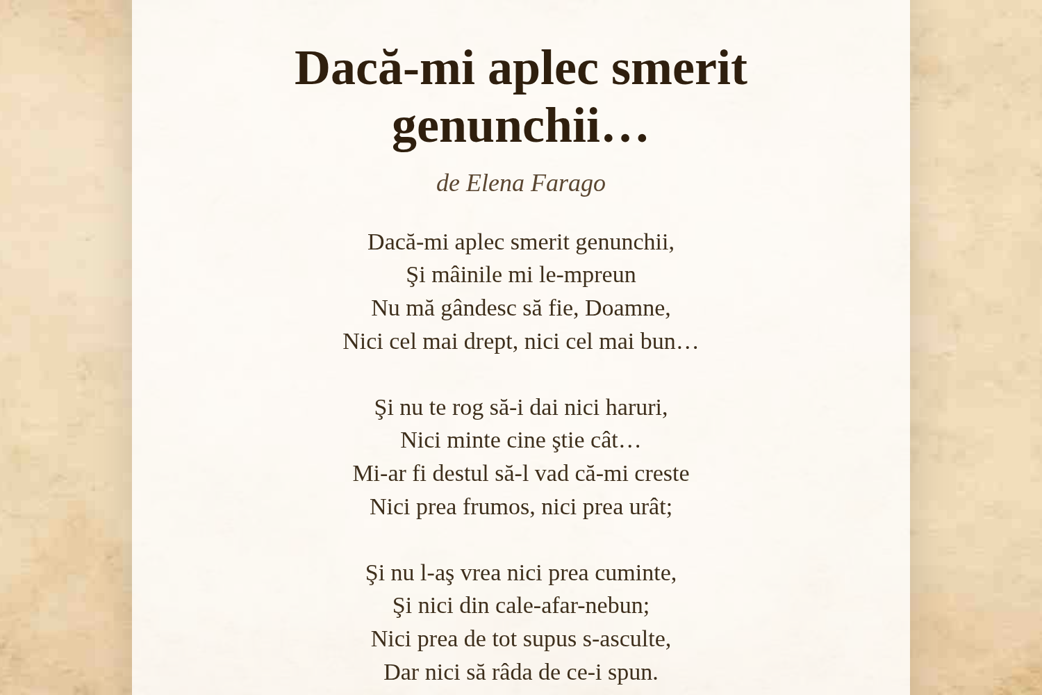 Dacă-mi aplec smerit genunchii…