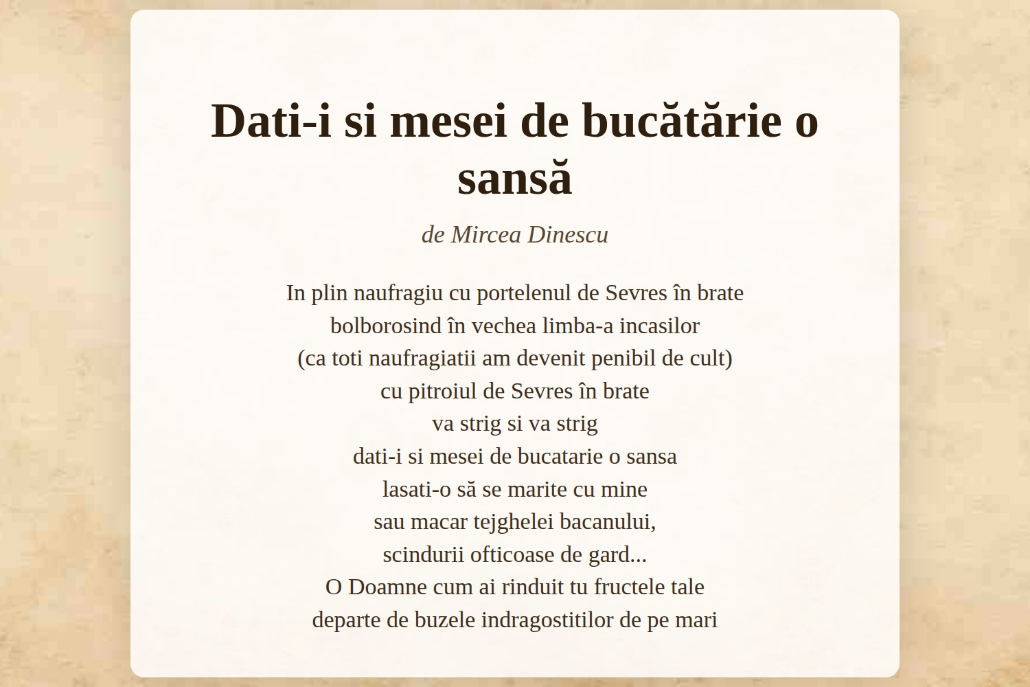 Dati-i si mesei de bucătărie o sansă