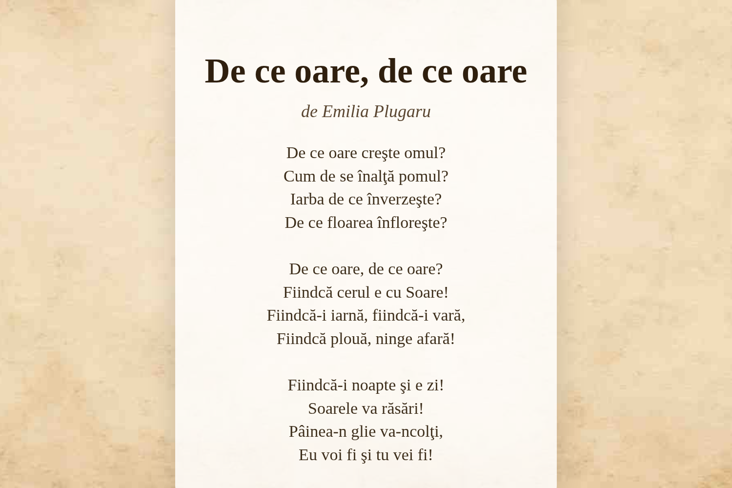 De ce oare, de ce oare