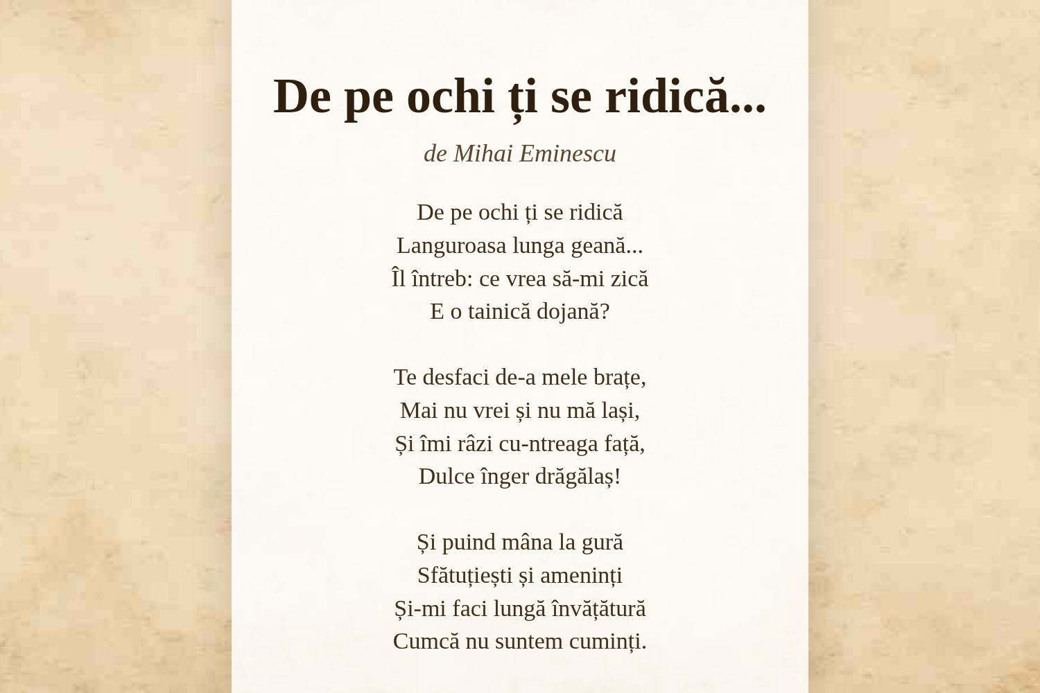 De pe ochi ți se ridică...