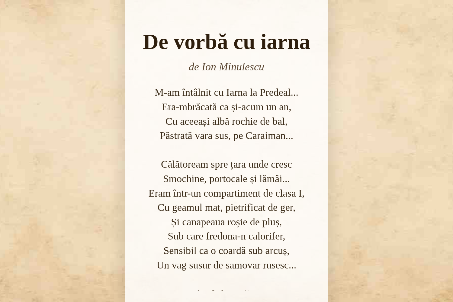 De vorbă cu iarna