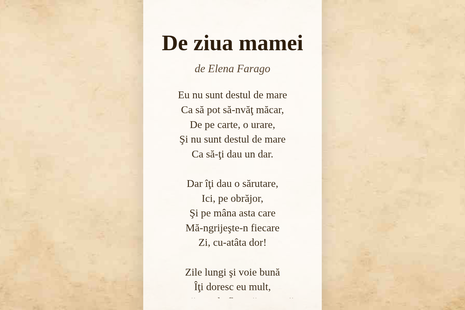 De ziua mamei