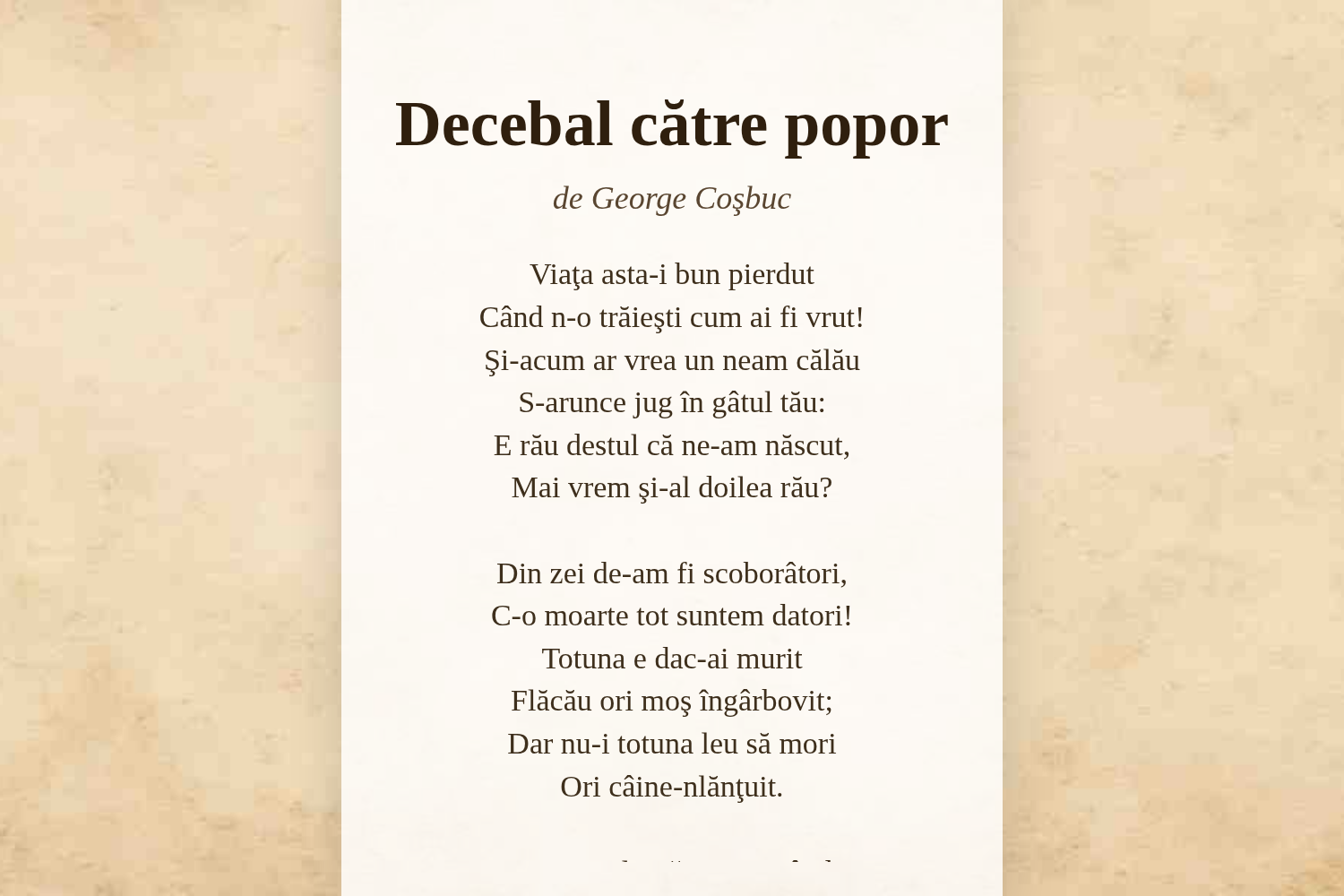 Decebal către popor