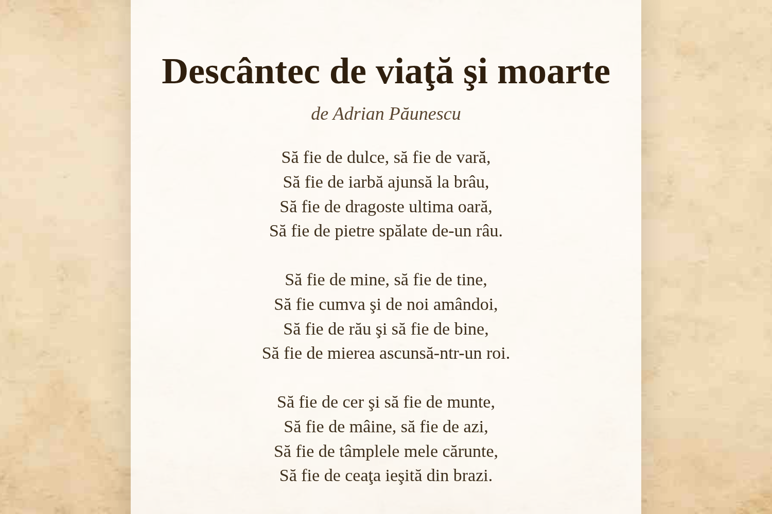 Descântec de viaţă şi moarte