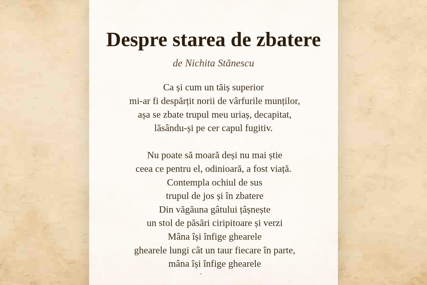 Despre starea de zbatere
