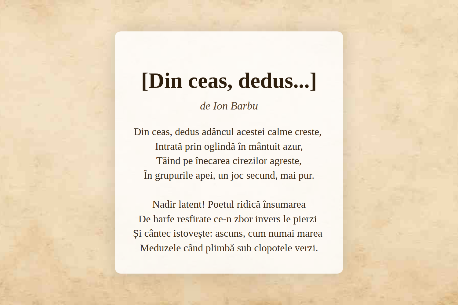[Din ceas, dedus...]
