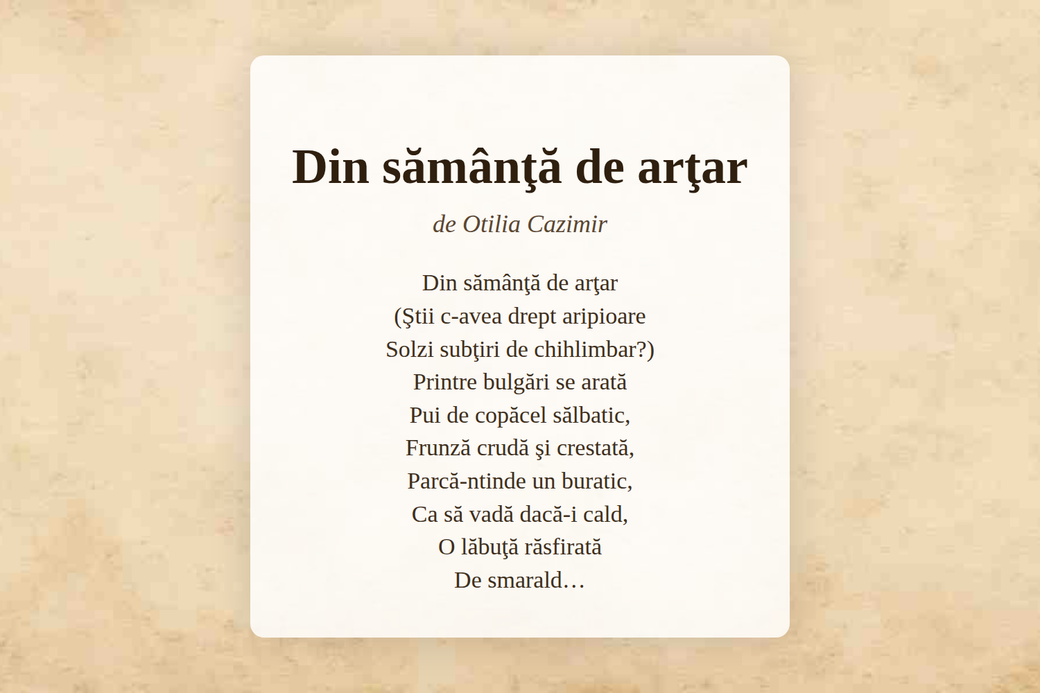 Din sămânţă de arţar