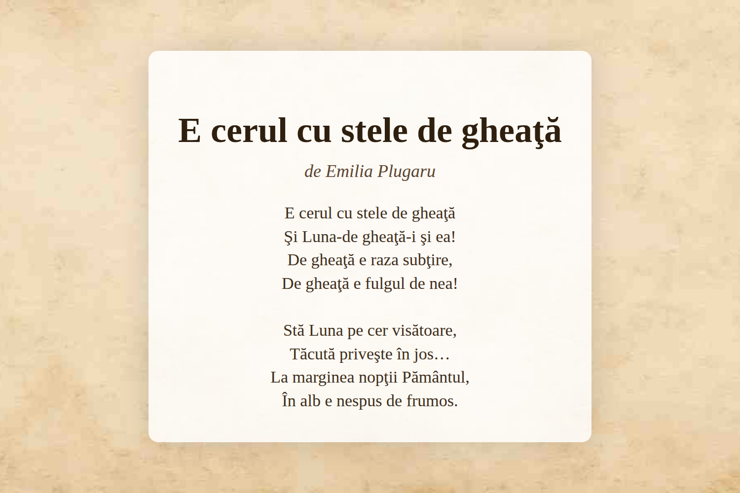 E cerul cu stele de gheaţă