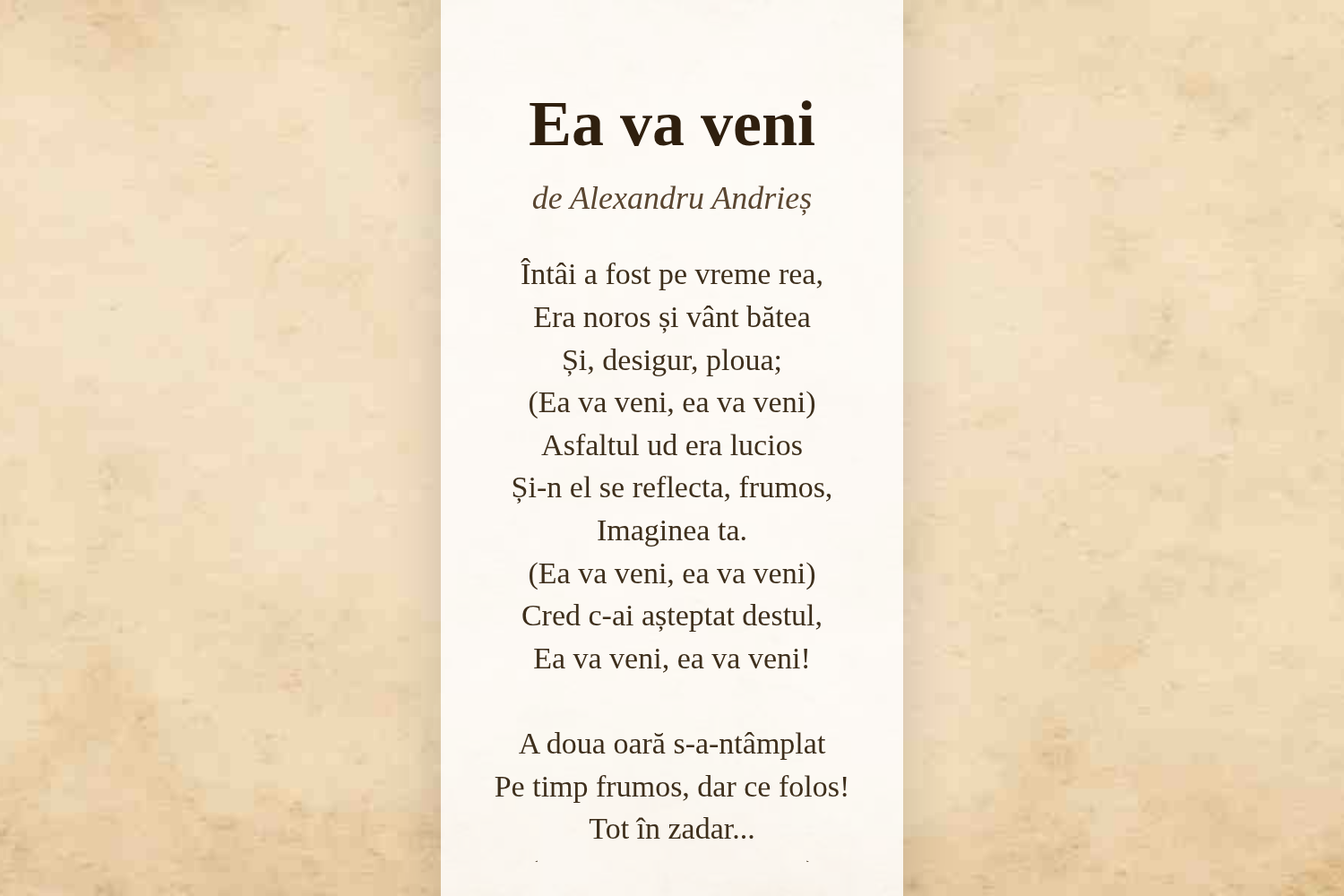 Ea va veni