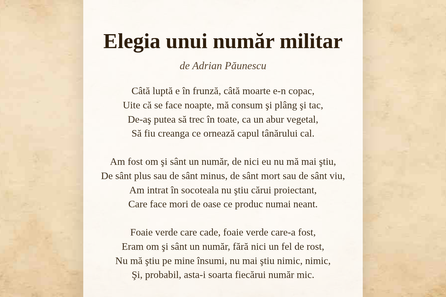 Elegia unui număr militar